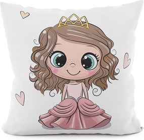 Dekoratív párnahuzat Princess 40x40 bársony fehér rózsaszín aranyos barna