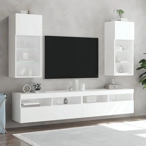 2 db fehér TV-szekrény LED-világítással 40,5 x 30 x 90 cm