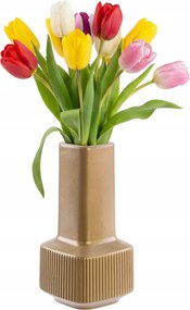 Dekoratív kerámia váza H20cm Arany fényes modern virágos üveg