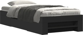 vidaXL fekete szerelt fa ágykeret 75 x 190 cm