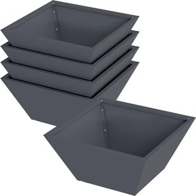 vidaXL Kerti cserép 5 pcs Antracit 35 x 35 x 15 cm