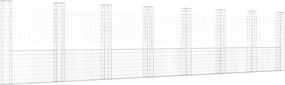 vidaXL U-alakú vas gabionkosár 8 oszloppal 860 x 20 x 200 cm