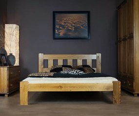 AMI nábytek Fenyőfa ágy Brita 160x200 cm méretben, tölgy színben