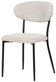 Scaun de sufragerie, material crem, picioare metalice negre