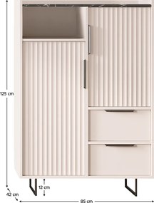 Komód, kasmír/sötét márvány, FRESIO KOM2D2S