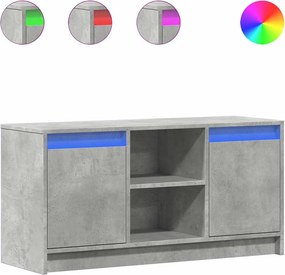vidaXL betonszürke szerelt fa TV-szekrény LED-ekkel 100 x 34 x 50 cm