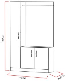 Előszobafal  Neturella (fehér + teak)  . 1102378