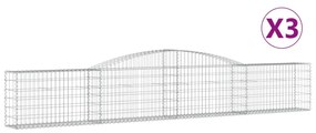 vidaXL 3 db íves horganyzott vas gabion kosár 400x30x60/80 cm