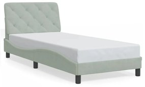 világosszürke bársony ágykeret LED-ekkel matrac nélkül 80 x 200 cm