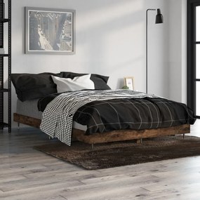 füstös tölgy színű szerelt fa ágykeret matrac nélkül 120x190 cm