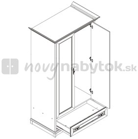 Ruhásszekrény Kendal ESZF 2D1S (Gesztenye). 880807