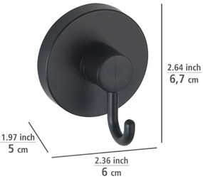 WENKO 24730100 - VACUUM-LOC kerek kampó, fekete, 6 x 6,7 cm