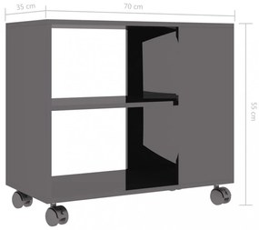 magasfényű szürke szerelt fa kisasztal 70 x 35 x 55 cm