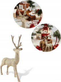 Csillámos rénszarvas arany karácsonyi dekoráció 30,5cm