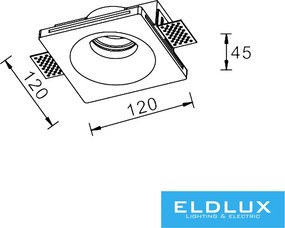 UNIVERSO Gipsz süllyesztett spot lámpatest 1xGU10 120x120x45mm IP20 fehér
