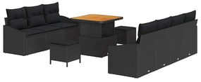 vidaXL Kerti Kanapé Szett párnával tárolóval párnával 10 pcs Fekete