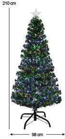 Műfenyő száloptikával színes LED-del több típusban-210 cm-es