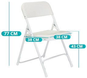 Párnázott, összecsukható szék 4 db-os, fehér színben