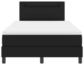 Boxspring Ágy Matrac Készlettel - Fekete, Kis Dupla, Műbőr