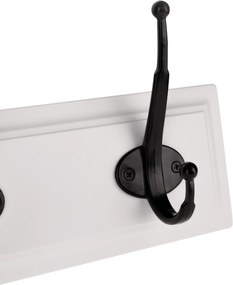Fali akasztó, fehér/fekete, MDF/fém, RAMAN