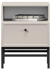 Lorini éjjeliszekrény 45 cm - kasmír / fekete fogantyú / fém lábak