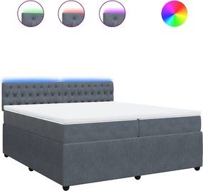 vidaXL sötétszürke bársony rugós ágy matraccal 200x200 cm