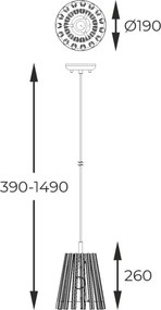 ZUMA LINE P0547-01H-F9AC BACH Egyágú Függesztett Lámpa Fém E14 IP20