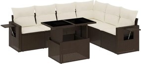vidaXL 7 részes barna polyrattan kerti ülőgarnitúra párnákkal