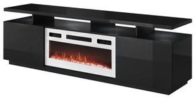 TV szekrény kandallóval Anaceta (fehér + fekete + fényes fekete) (LED világítással). 1106165