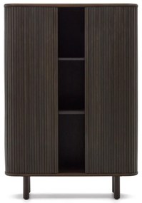 Sötétbarna szekrény tolóajtóval kőrisfa dekorral 110x140 cm Mailen – Kave Home