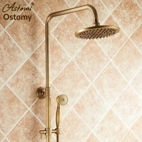 Termosztátos zuhanyrendszer ATS1155 kádtöltő kifolyóval, többféle antik sárgaréz árnyalatban