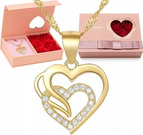 Ezüst női nyaklánc szív ékszerdoboz rózsa ezüst aranyozott valentin nap