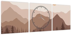 Kép - Barna hegyek N⁰1 (órával) (90x30 cm)