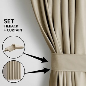 Barna-bézs bársony dimout (részleges sötétítő) függöny 140x270 cm Pleat – Restilo