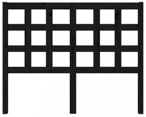 fekete tömör fenyőfa ágyfejtámla 125,5 x 4 x 100 cm