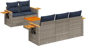 vidaXL 6 részes szürke polyrattan kerti ülőgarnitúra párnával