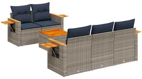 vidaXL 6 részes szürke polyrattan kerti ülőgarnitúra párnával