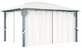 krémszínű alumíniumpavilon függönnyel/LED fényfüzérrel 4 x 3 m