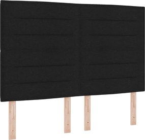 vidaXL Boxrugós ágy matracmal leddel Fekete 140 x 190 cm szövet