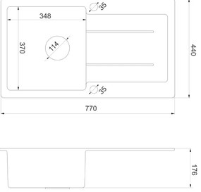 Sapho - Konyhai mosogató 77x44 cm gránit/bézs