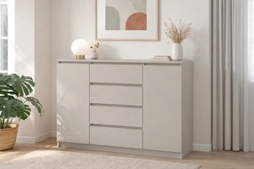 SIMPLE komód 140 cm, 2 ajtóval és 4 fiókkal, kasmír színben