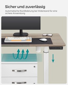 Állítható magasságú elektromos íróasztal memória funkcióval 60x140 cm, fehér-greige