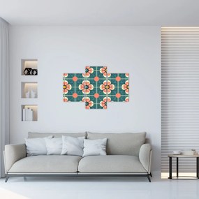 Kép - Retro virágminta (90x60 cm)