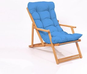 Kék-natúr színű tömörfa kerti napozószék – Floriane Garden