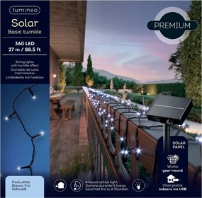 Kültéri napelemes karácsonyfa lámpa 360 Led kerti hideg fehér 27m