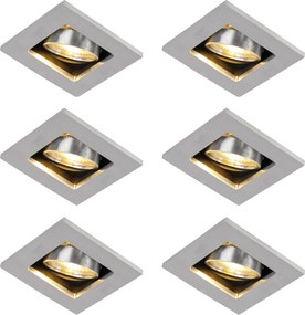 6 darabos modern süllyesztett spotlámpa készlet alumíniumból, forgatható és dönthető GU10 50mm - Qure