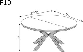 Aldabra Fonti F-10 modern kinyitható asztal (110-150 cm), karamell tölgy
