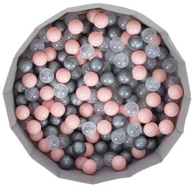 Gyerek száraz medence labdákkal, átmérő 80 cm, rózsaszín/szürke