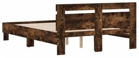 füstös tölgy színű szerelt fa ágykeret fejtámlával 120x200 cm