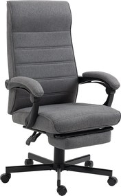 Vinsetto Dönthető Irodai Szék Forgószék Állítható Magassággal, Kihúzható Lábpihenővel és Karfákkal - Terhelhetőség 120 kg Szürke | Aosom